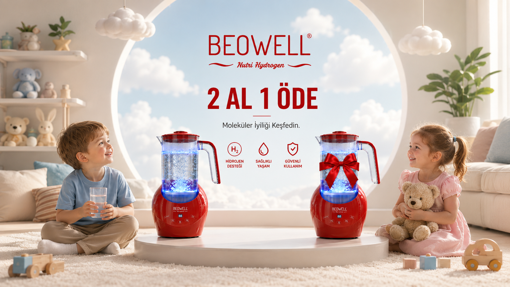 Beowell Nutri Hydrogen 2 Al 1 Öde kampanya görseli - aile konsepti