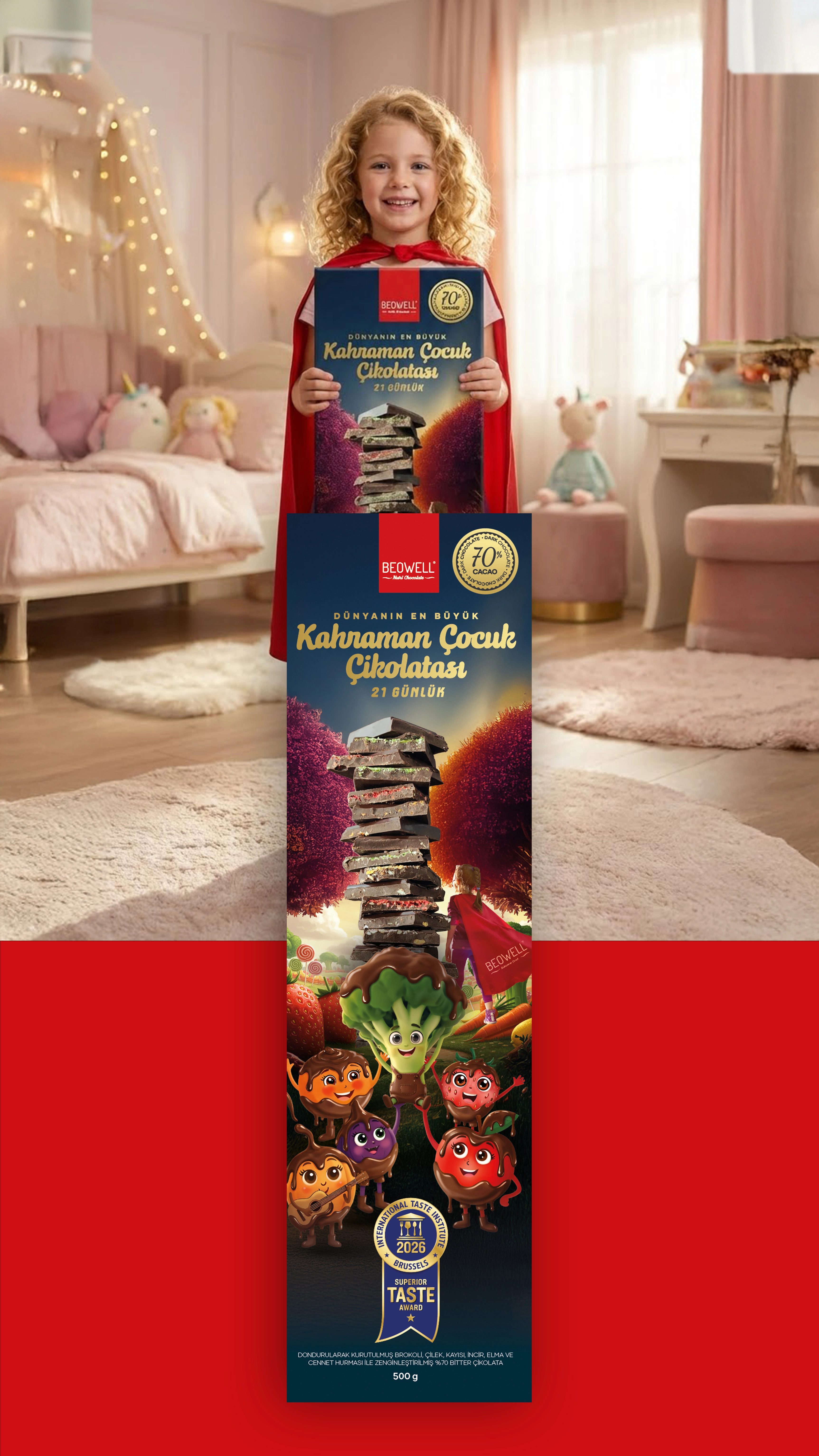 BEOWELL NUTRI CHOCOLATE KAHRAMAN ÇOCUK ÇİKOLATASI 