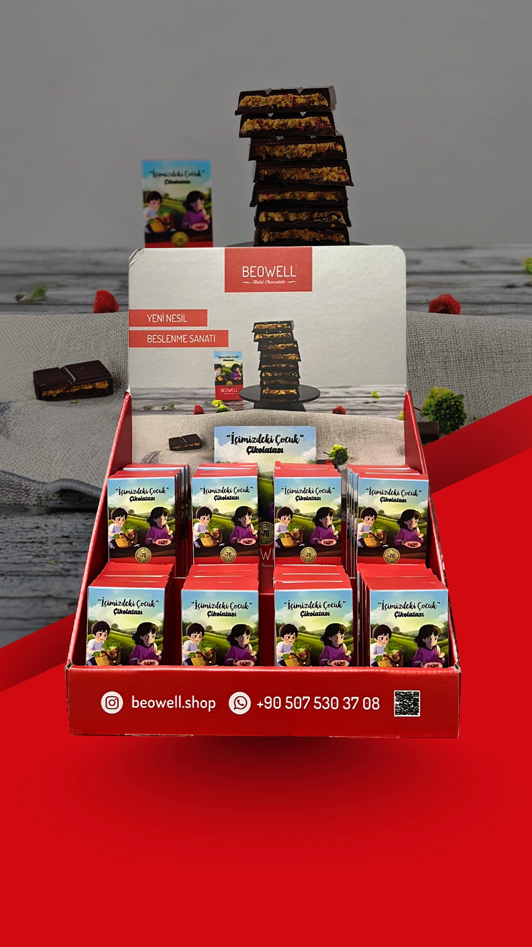 BEOWELL NUTRI CHOCOLATE MASAÜSTÜ STANTLI ÜRÜN SETİ