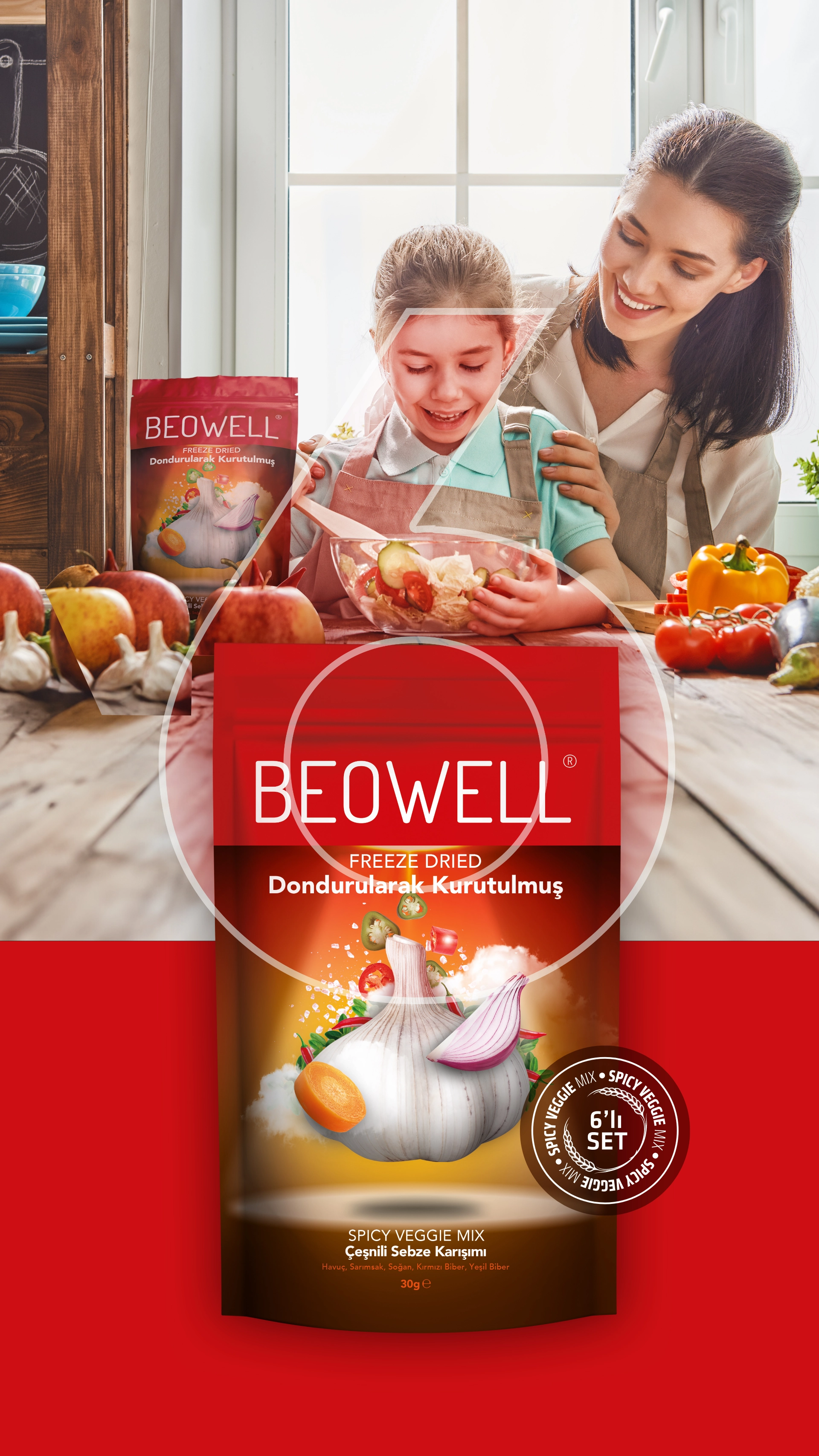 SPICY VEGGIE MIX 6’LI SET  | HAVUÇ, SARIMSAK, SOĞAN, KIRMIZI BİBER, YEŞİL BİBER, KEKİK, TUZ | ÇEŞNİLİ SEBZE KARIŞIMI |